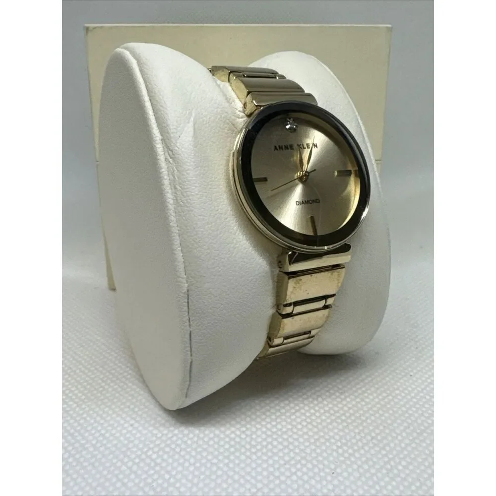Anne Klein Diamond AK2434 Womens Gold Metal Strap Analog Dial Quartz Watch YAY48
